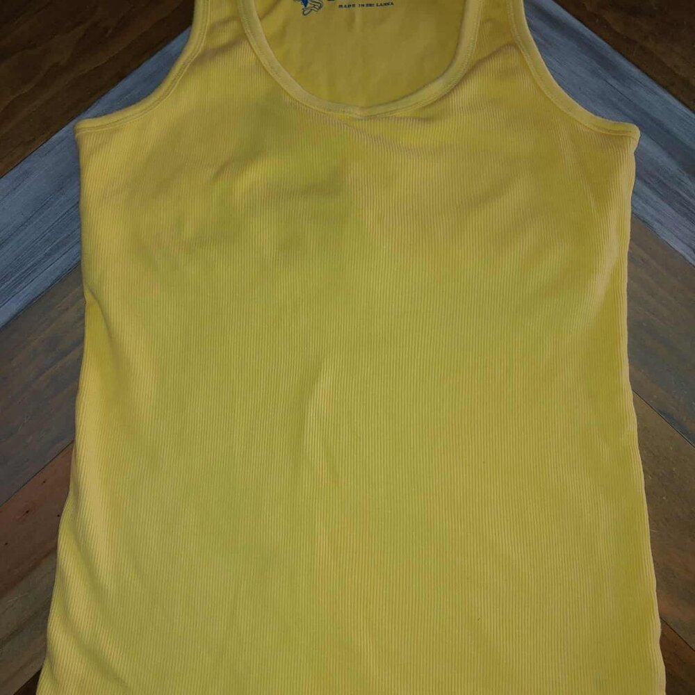 Women’s Yellow Ribbed Bralette Tank Top – Sleeveless Scoop Neck
